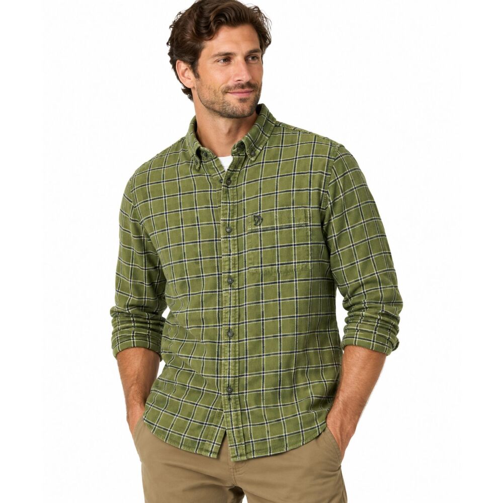 Fjallraven Ovik Flannel Shirt Green Plaid 100% Cotton Mens S